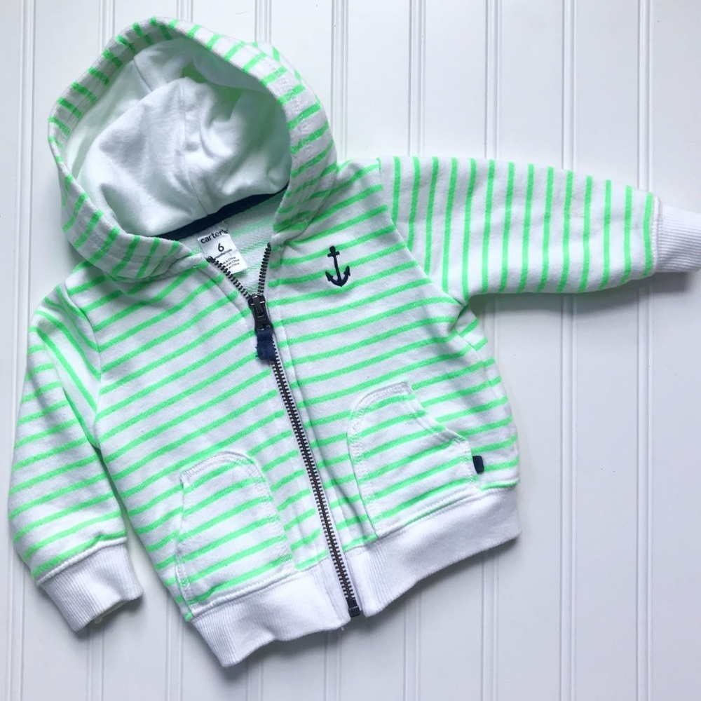 •Carter’s• neon stripe anchor hoodie